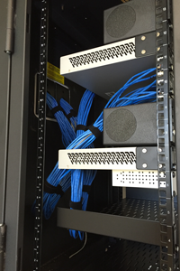 Network rack wires being installed correctly